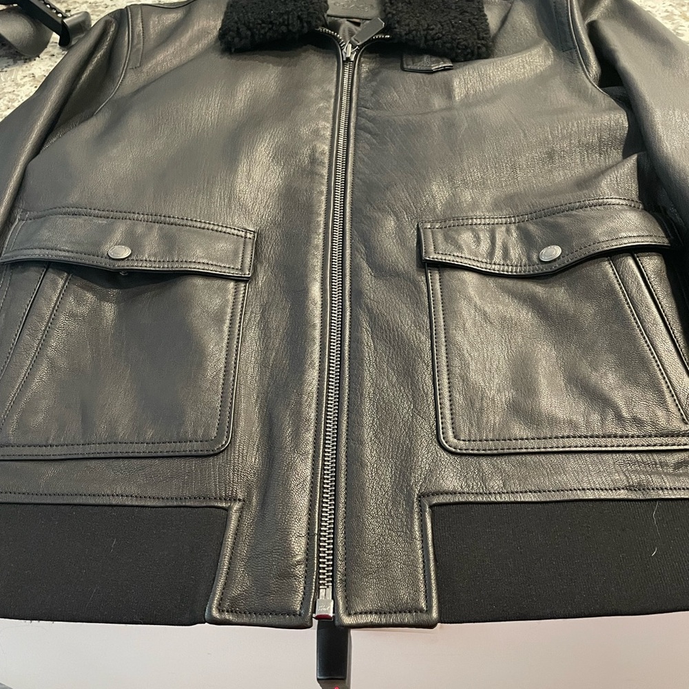 NWOT Mens Coach Leather Shearling Jacket Size XL